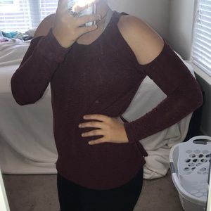 Maroon Shoulder cutout top